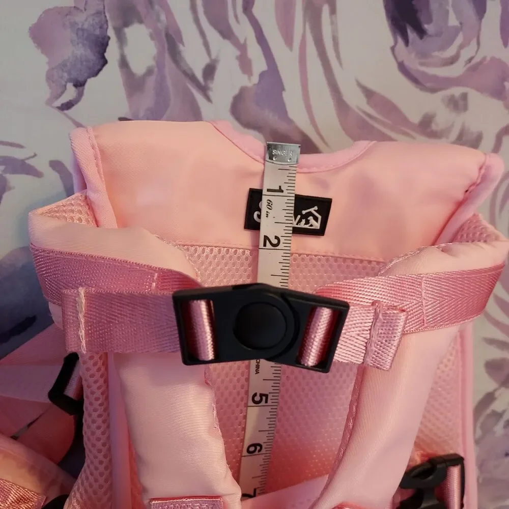 Slow Pet Front Dog Carrier Backpack Adjustable Wrap Around Hands Free Pink Small